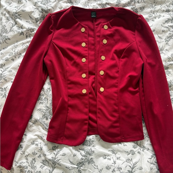 SHEIN Jackets & Blazers - SHEIN Red Gold-Buttoned Women's Blazer